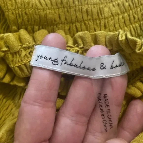 Young Fabulous & Broke Frida Smocked Yellow Faux wrap Maxi Dress size Small - Picture 5 of 9